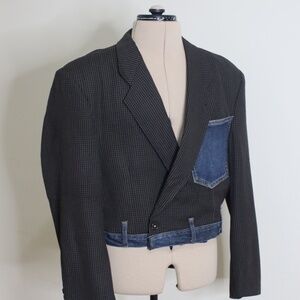 Stylish Upcycled Blazer with Denim Details